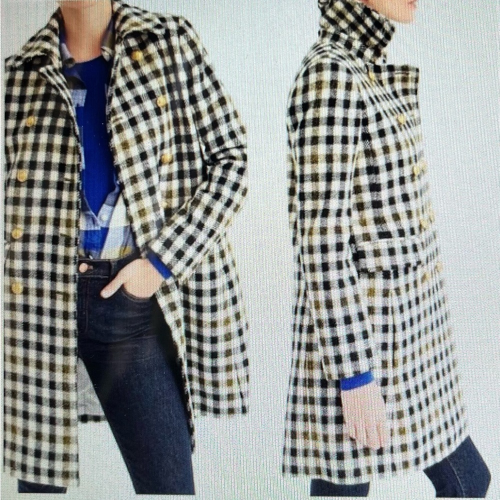 NWT JCrew Double Breasted Coat in Oxford Check